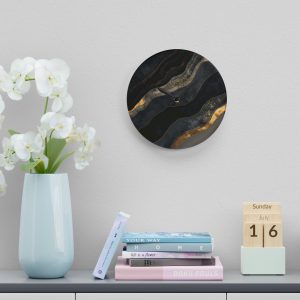 Black and gold modern abstract wall clock