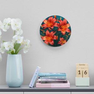 Vibrant Orange Lily Flower Wall Clock