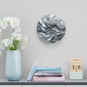 Luxury Silver Marble Abstract Wall Clock